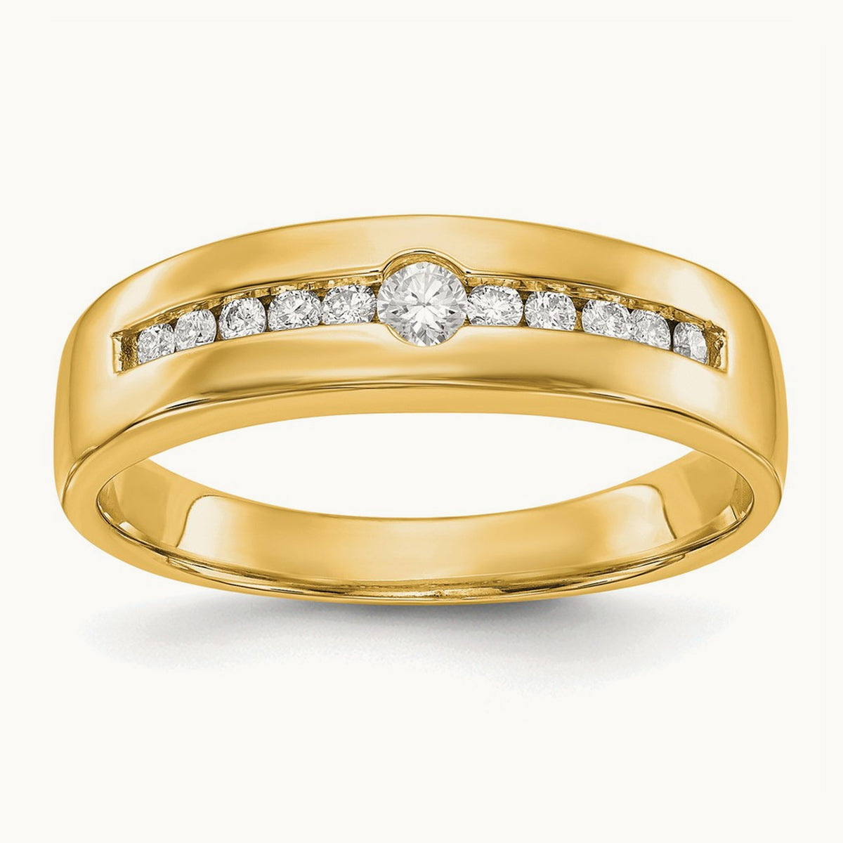 Diamond Men's Band — 14K Yellow Gold, 10