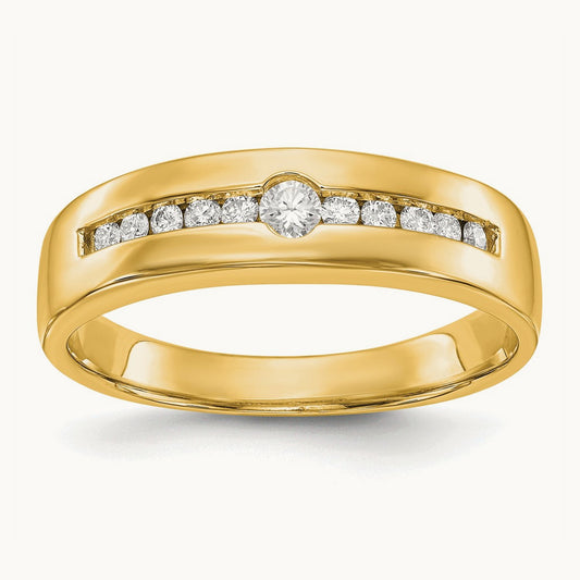 Diamond Men's Band — 14K Yellow Gold, 10