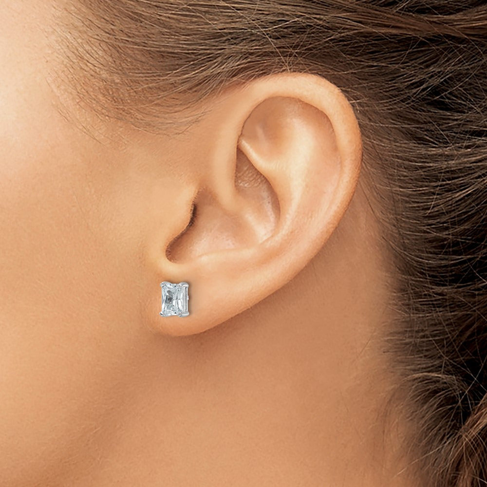 Radiant Four-Prong Stud Earrings, 0.50-6.00 ct tw Lab-Grown Diamond — 2 ct, 14K White Gold