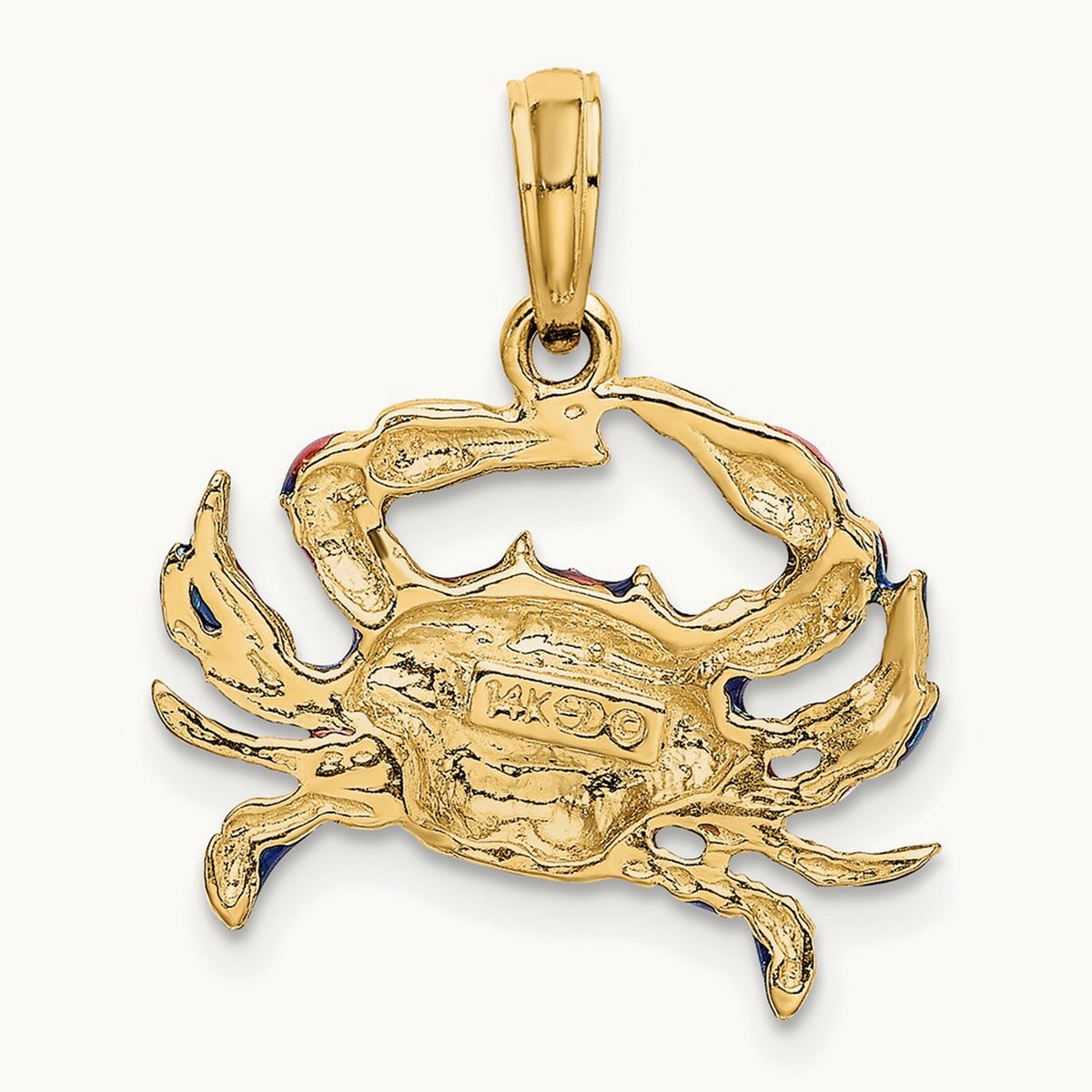 Blue Enamel Crab Charm, 14K