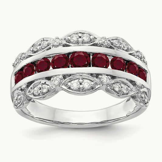 Created Ruby Fancy Ring, 0.20 ct tw Lab-Grown Diamond
