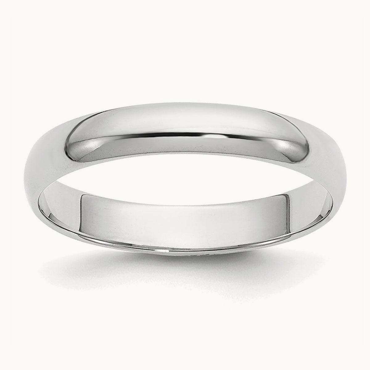 Half-Round Wedding Band, 3mm, 14K White Gold