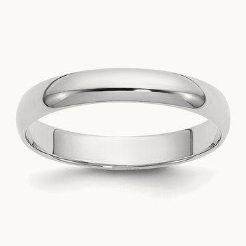 Half-Round Wedding Band, 3mm, 14K White Gold