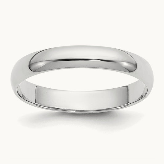 Half-Round Wedding Band, 3mm, 14K White Gold
