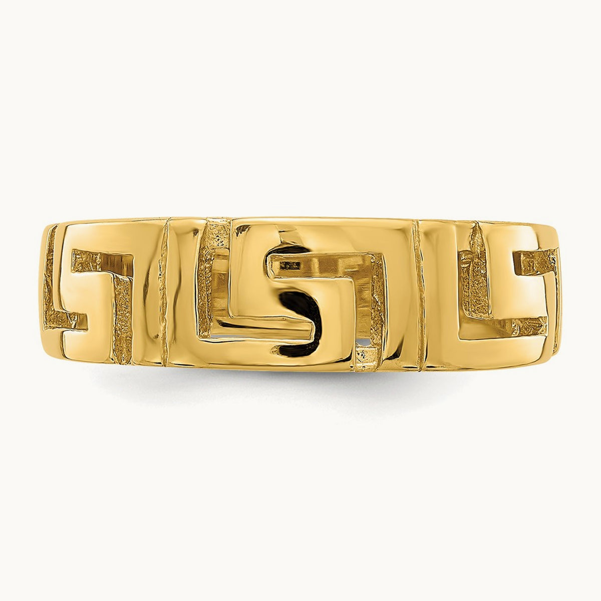 Greek Key Band w/ Tapered Shank Ring, 14K