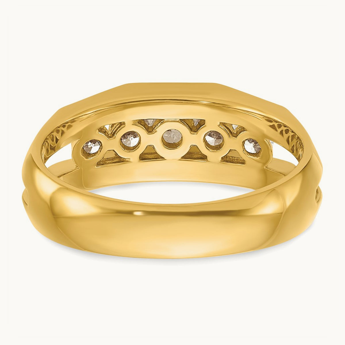 IBGoodman Men's Polished Cut-Out 5-Stone Diamond Ring, 14K