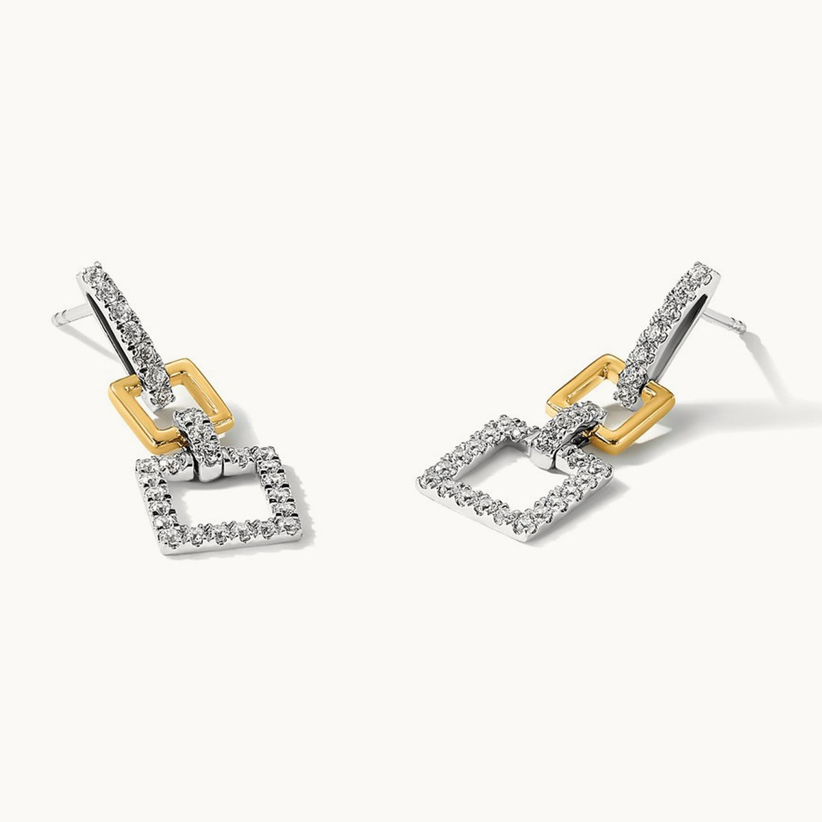 Square Dangle Post Earrings, 0.75 ct tw Lab-Grown Diamond