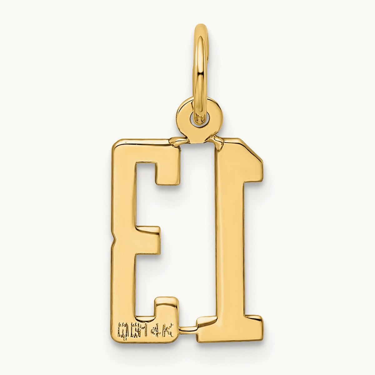 Small Elongated Number 13 Charm, 14K