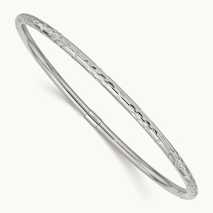Polished Diamond-cut Slip-on Bangle — 14K White Gold