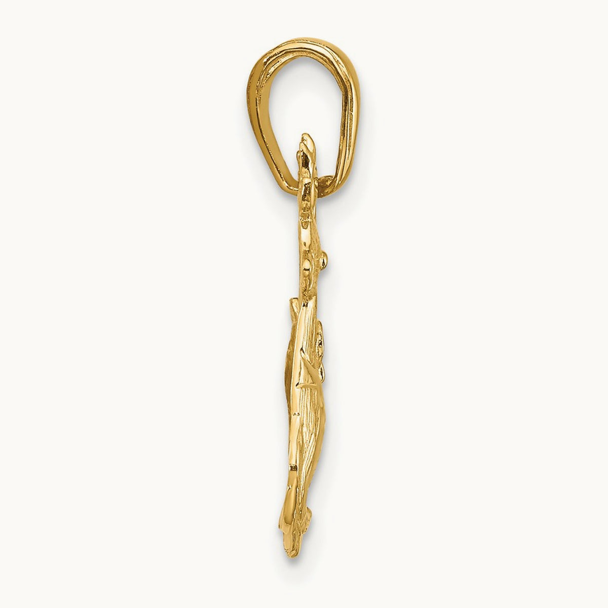 Polished Reindeer Pendant, 14K