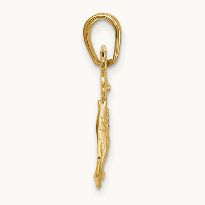 Polished Reindeer Pendant, 14K