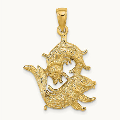 Large Pisces Zodiac Charm, 14K