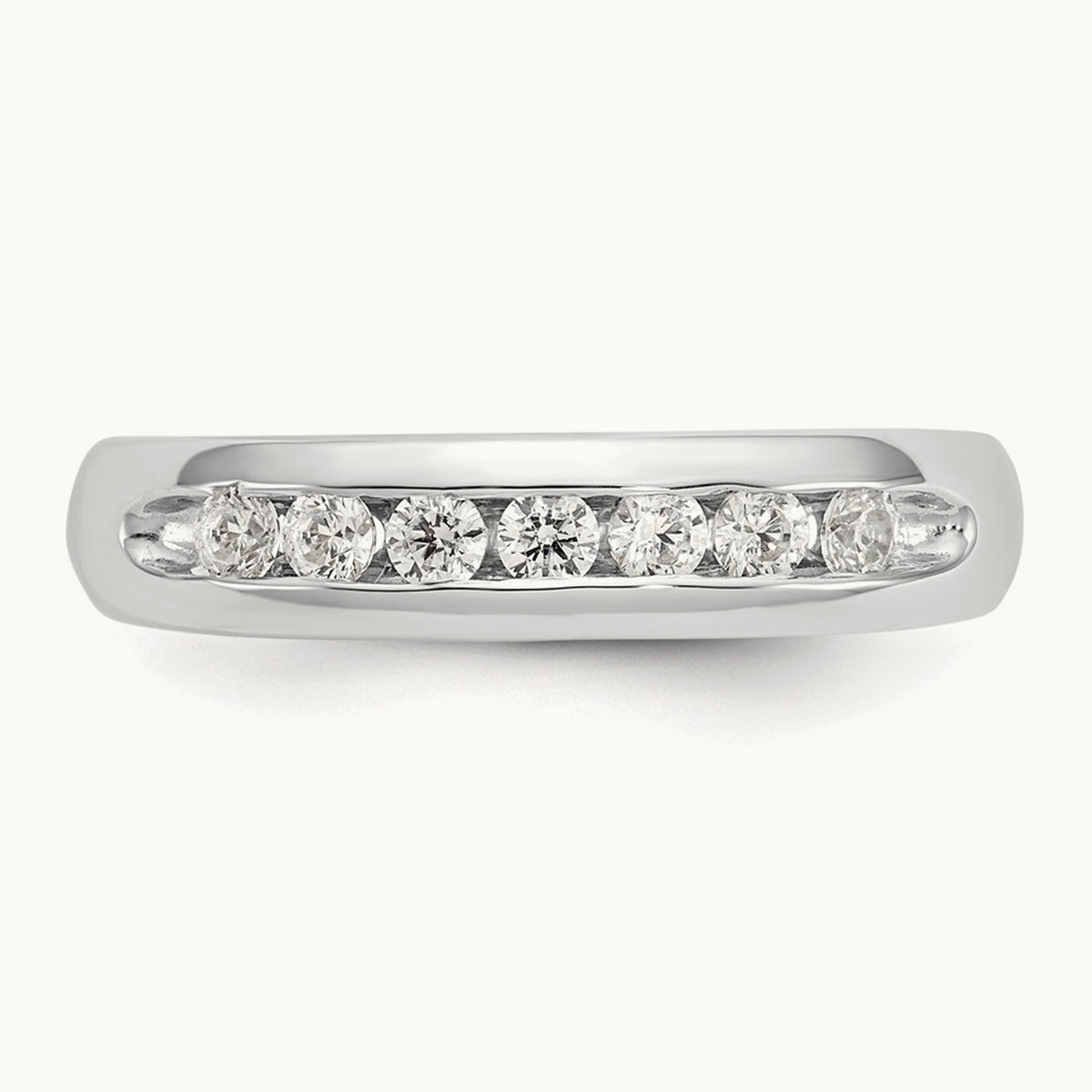 7-Stone Diamond Channel Band, 14K White Gold