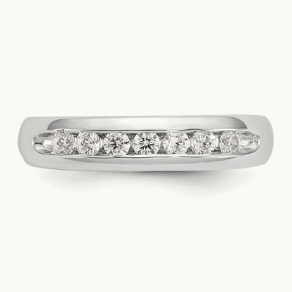 7-Stone Diamond Channel Band, 14K White Gold