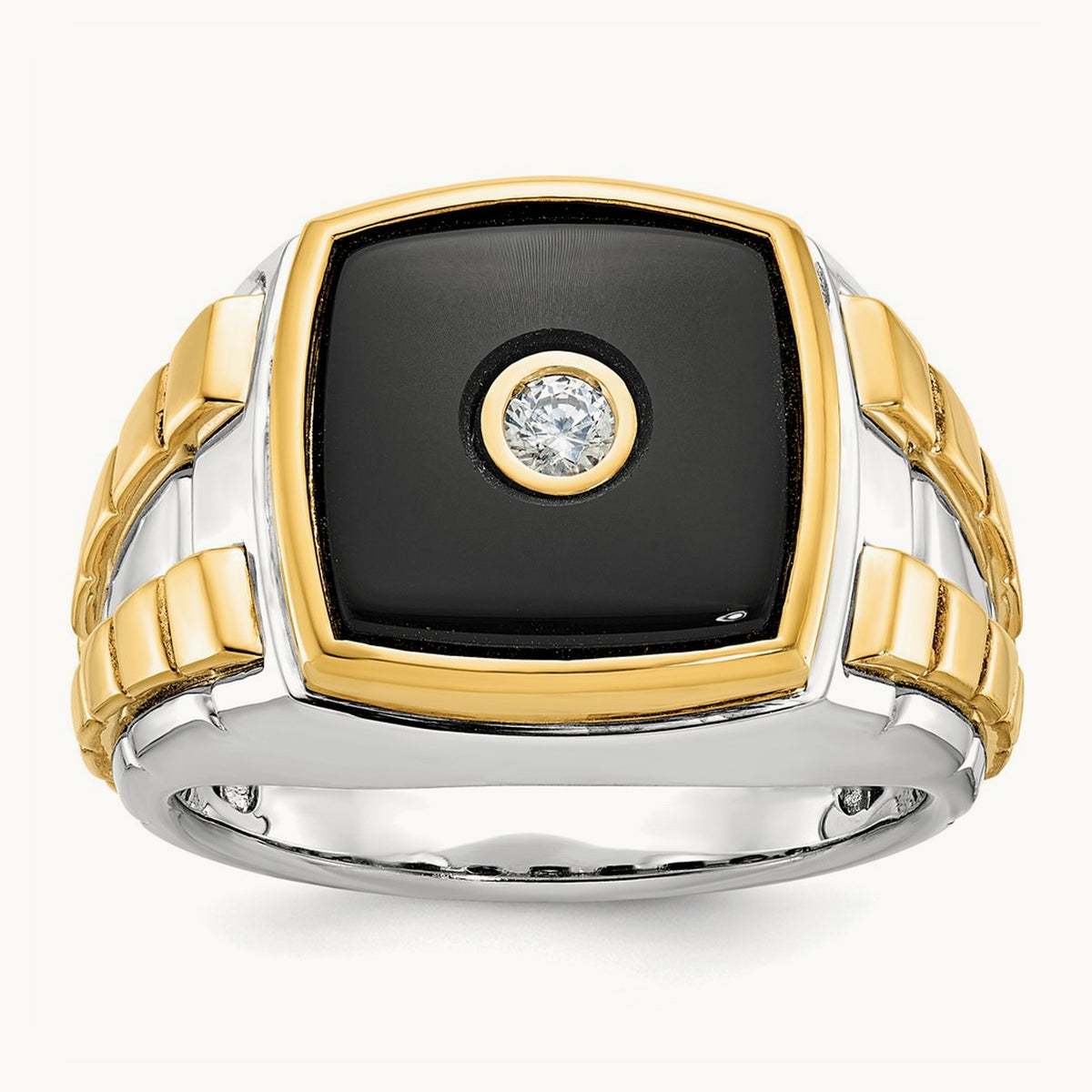 Men's Onyx and Diamond Complete Ring — IBGoodman — photo set