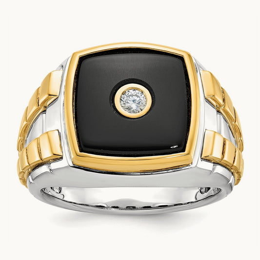 Men's Onyx and Diamond Complete Ring — IBGoodman — photo set