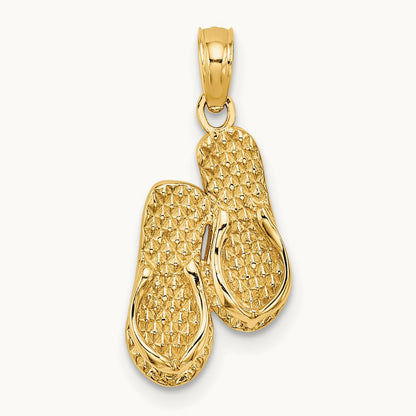 3D CAPE COD Double Flip-Flop Charm, 14K