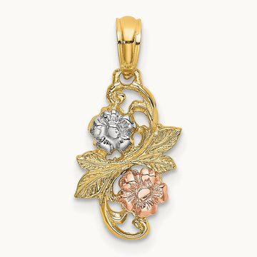 Flowers Charm, 14K Two-tone with White Rhodium
