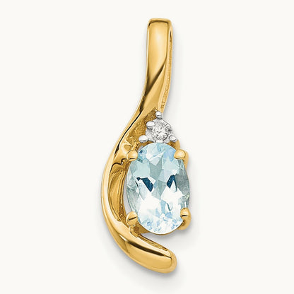 Aquamarine and Diamond Pendant — 14K Yellow Gold