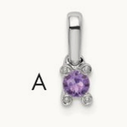 Family Jewelry Genuine Stone & Diamond Set Pendant, 14K White Gold