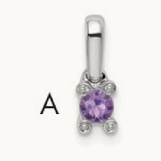 Family Jewelry Genuine Stone & Diamond Set Pendant, 14K White Gold