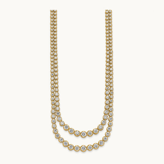 Graduated Layered Tennis Necklace, 15.00 ct tw Lab-Grown Diamond
