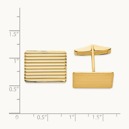 Men's Grooved Cuff Links, 14K