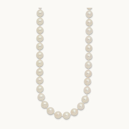 7- Round White Saltwater Akoya Cultured Pearl Necklace, 8mm, 14K
