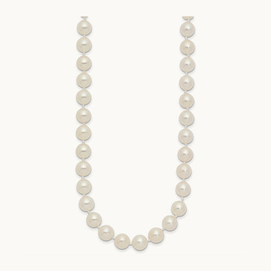 7- Round White Saltwater Akoya Cultured Pearl Necklace, 8mm, 14K