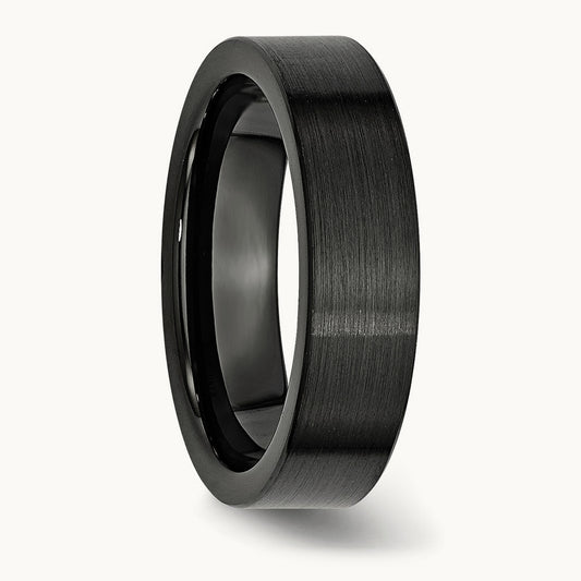 Black Ceramic Flat Brushed Band — 6mm