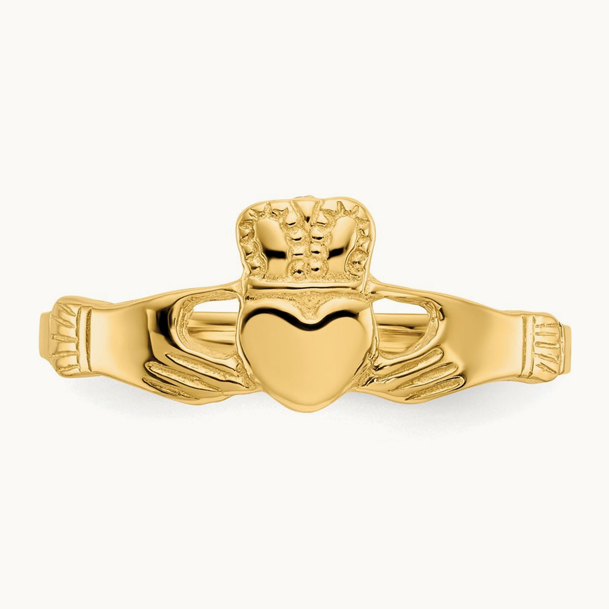 Polished Ladies Claddagh Ring, 14K