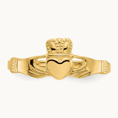 Polished Ladies Claddagh Ring, 14K