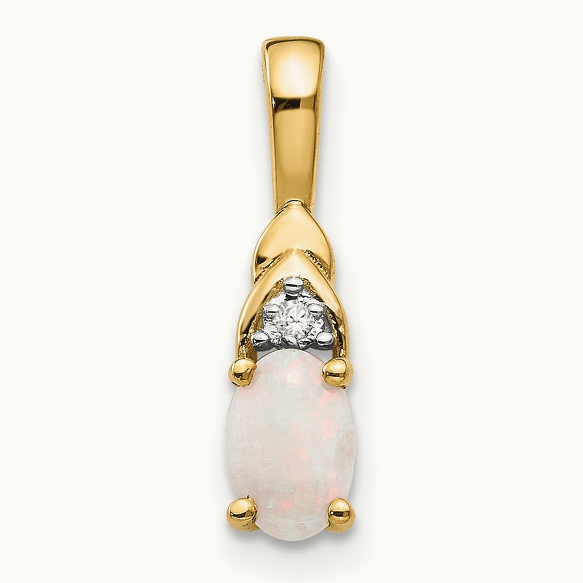 Opal and Diamond Pendant — 14K Yellow Gold