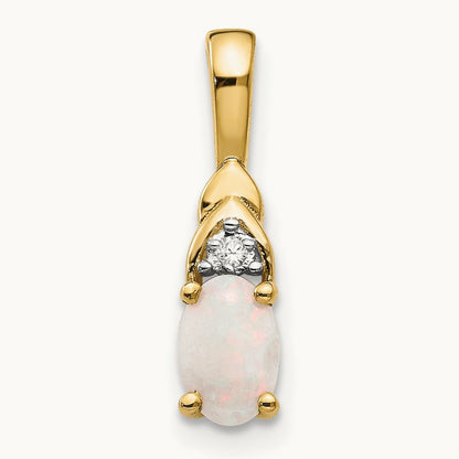 Opal and Diamond Pendant — 14K Yellow Gold