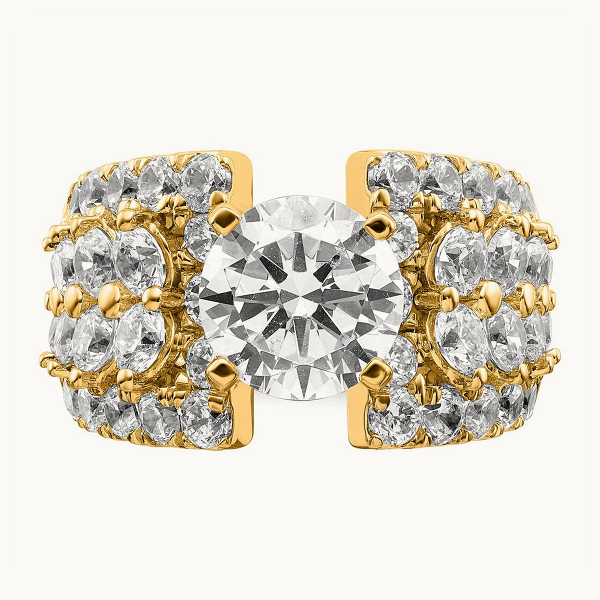 Round Engagement Ring, 6.25 ct tw Lab-Grown Diamond — 14K Yellow Gold