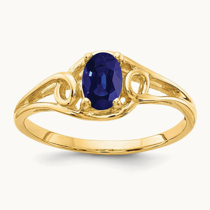 6x4mm Oval Sapphire ring, 14K
