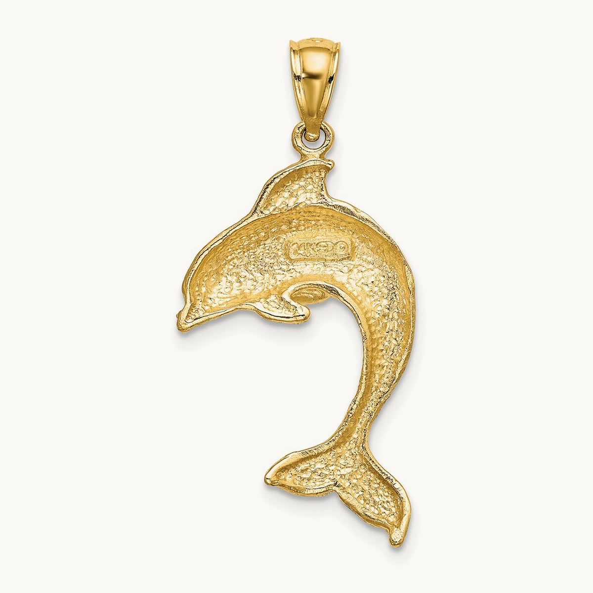 2-D Polished Dolphin Jumping Charm, 14K