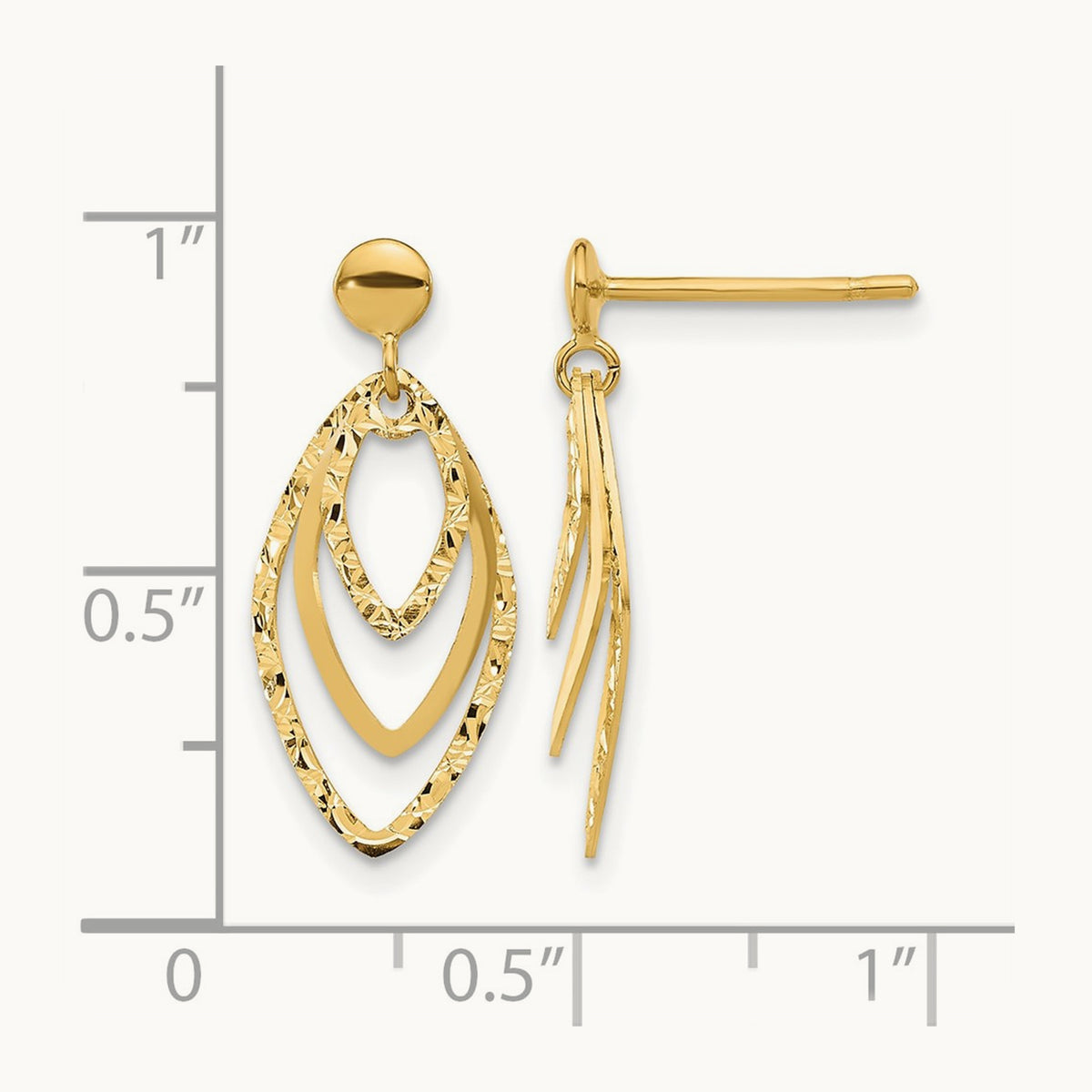 Polished Post Dangle Earrings, 14K — Leslie's