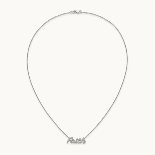 Diamond Faith 18 inch Necklace, 14K White Gold
