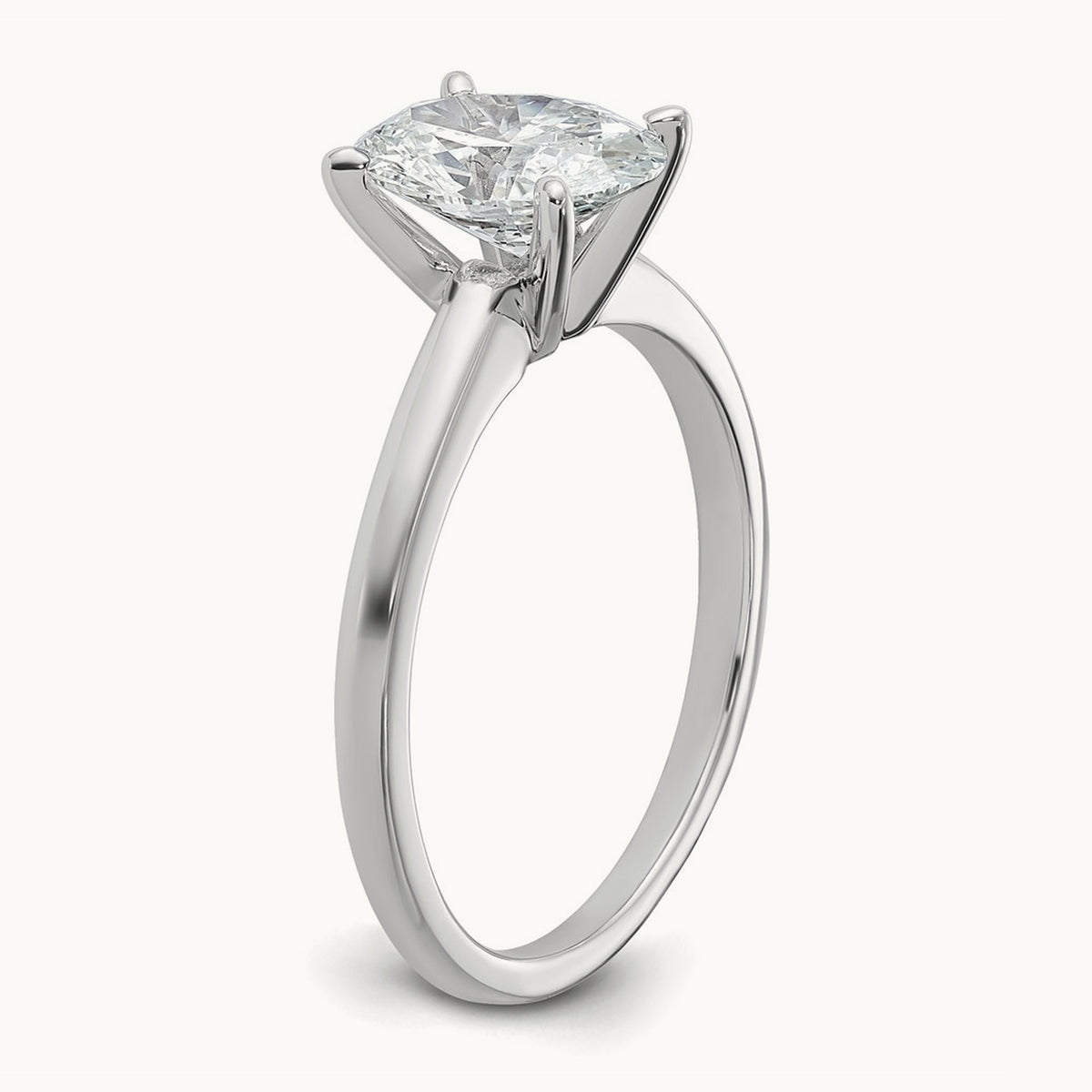 Oval Solitaire Engagement Ring, 0.50-5.00 ct tw Lab-Grown Diamond — 1 1/2 ct, 14K White Gold