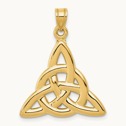 Polished Trinity Knot Pendant — 14K Yellow Gold