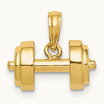 3-D Single Barbell Pendant, 14K