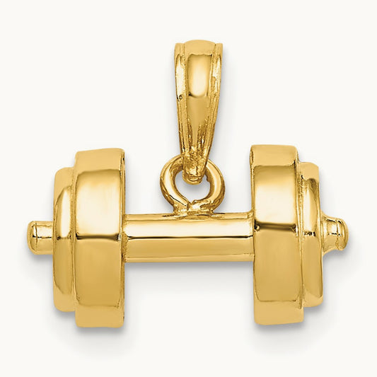 3-D Single Barbell Pendant, 14K