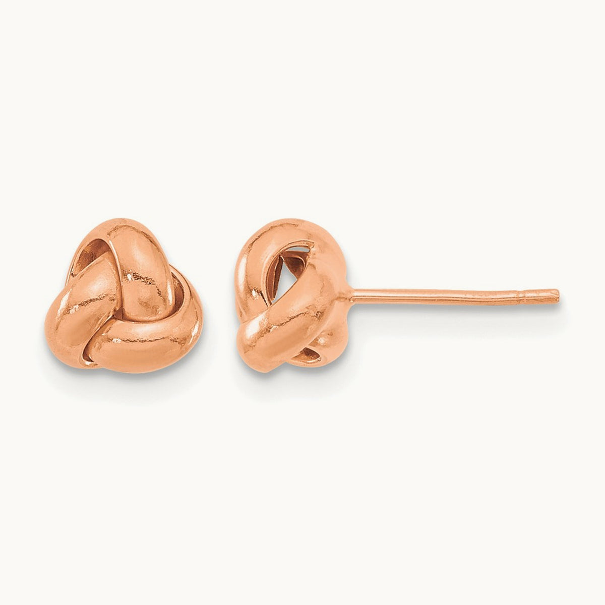 Polished Love Knot Post Earrings — 14K Rose Gold