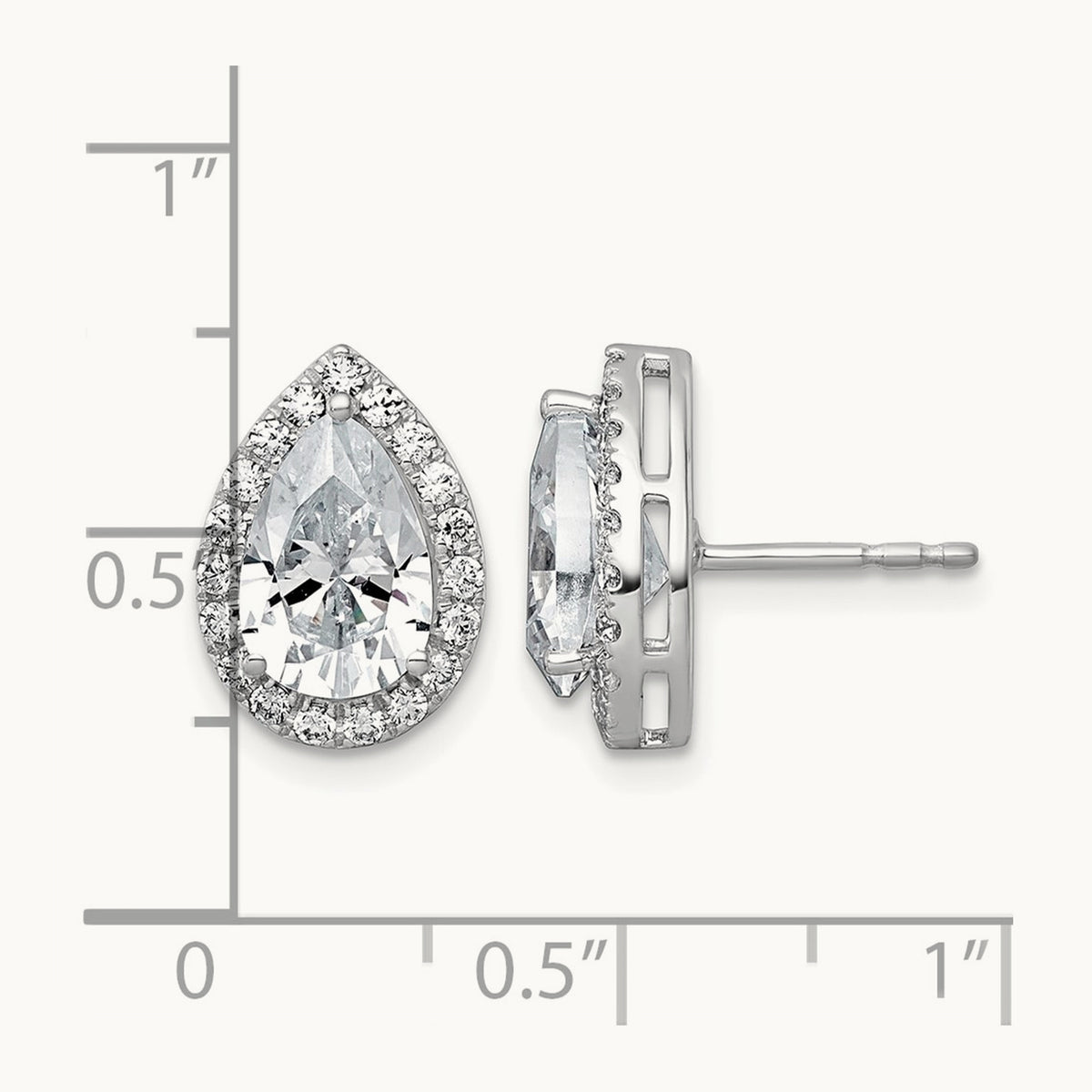Pear Halo Post Earrings, 1.25-6.75 ct tw Lab-Grown Diamond — 3 1/2 ct, VS (Best), 14K White Gold