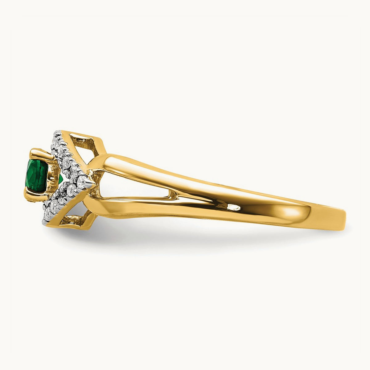 Created Emerald Ring — 14K Yellow Gold, 7