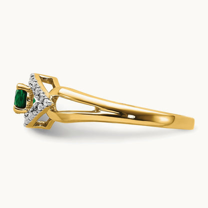 Created Emerald Ring — 14K Yellow Gold, 7