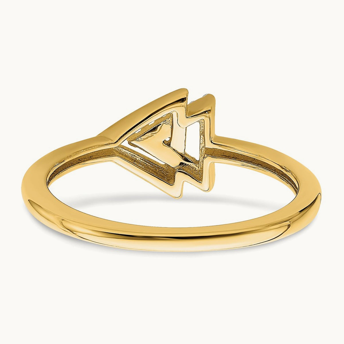 Polished Double Triangle Diamond Ring, 14K