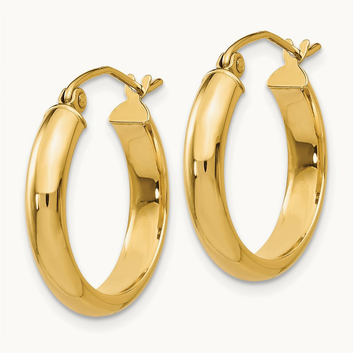 Round Tube Hoop Earrings — 14K Yellow Gold, 16mm