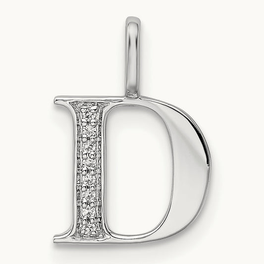 Diamond Letter D Initial Pendant, 14K White Gold